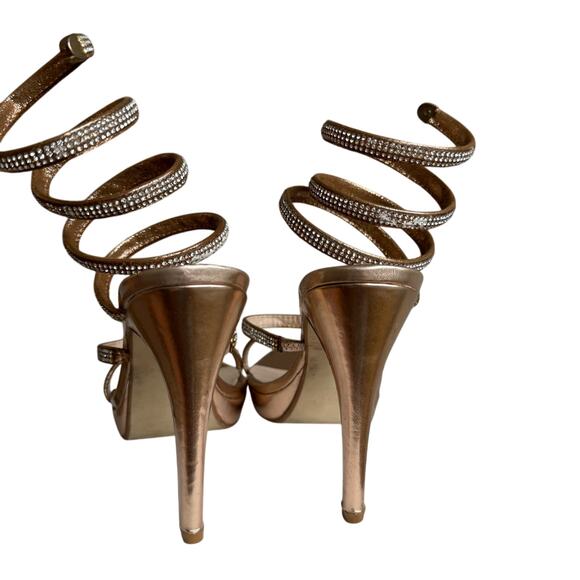 Marc Defang Serene Rose Gold Rhinestone Embellished Wrap Stiletto Heels 9.5 - Picture 3 of 11